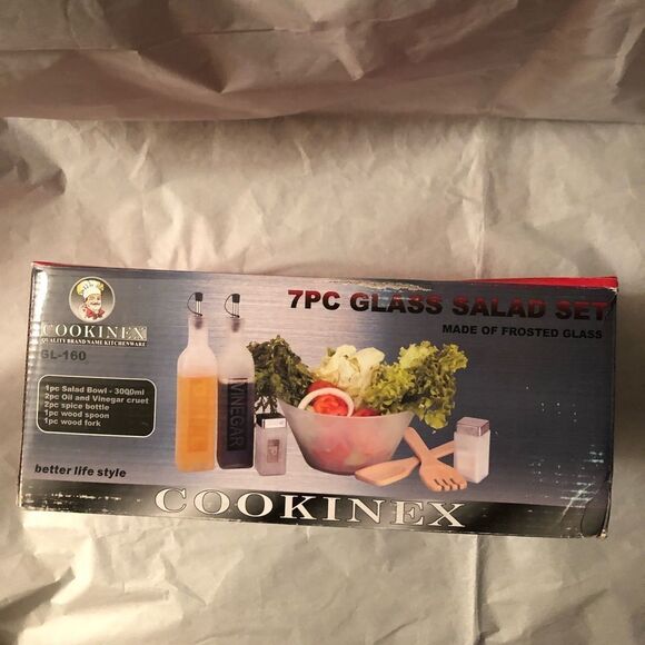 Cookinex 7 PC Glass Salad Set NIB - Picture 2 of 4